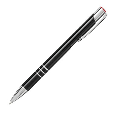 Penna a sfera a scatto in alluminio - colore Nero/Rosso