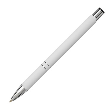 Penna a sfera con fusto soft touch - colore Bianco