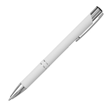 Penna a sfera con fusto soft touch - colore Bianco