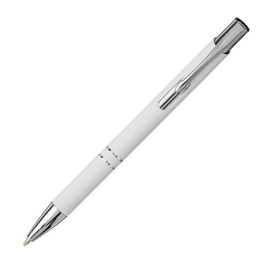 Penna a sfera con fusto soft touch - colore Bianco