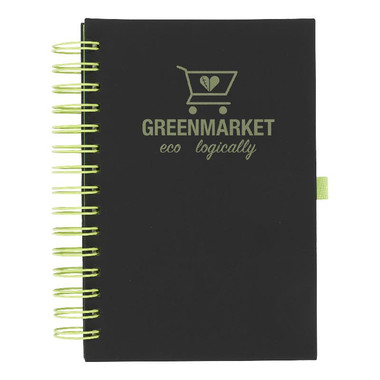 Diario con anelli e portapenne - colore Nero/Lime