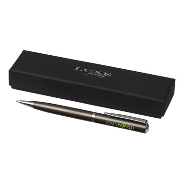 Penna a sfera laccata Luxe - colore Marrone/Argento