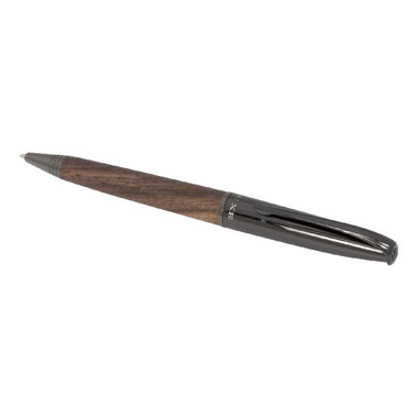 Penna a sfera in ottone cromato - colore Nero/Legno