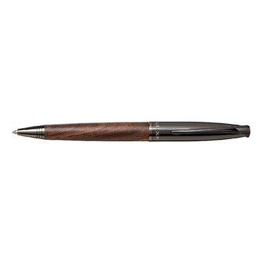 Penna a sfera in ottone cromato - colore Nero/Legno