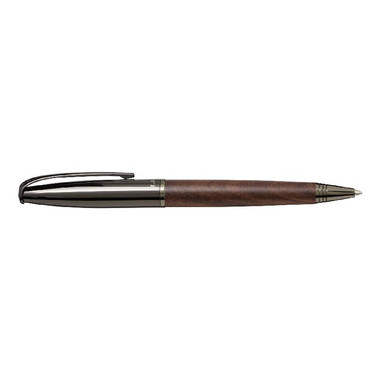 Penna a sfera in ottone cromato - colore Nero/Legno