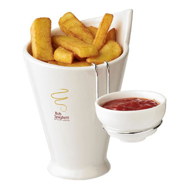 Porta patatine fritte e porta salse - colore Bianco