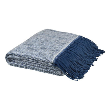 Coperta con motivo a spina di pesce - colore Navy