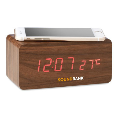Sveglia con carica wireless colore legno