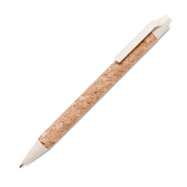 Penna a sfera eco in sughero e paglia colore beige