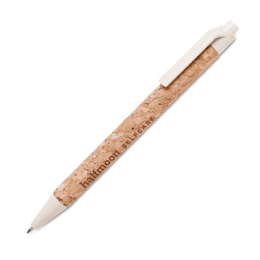 Penna a sfera eco in sughero e paglia colore beige