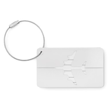 Etichetta bagaglio in alluminio colore argento opaco