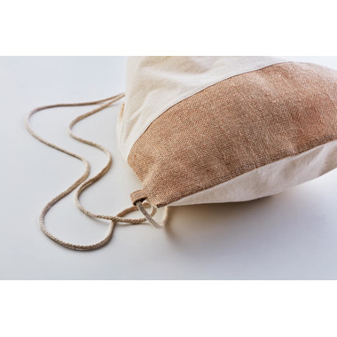 Sacca in cotone e juta colore beige