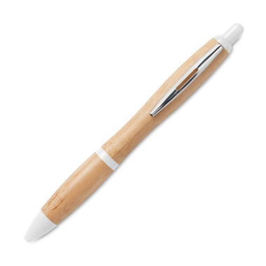 Penna in ABS e bamboo colore bianco MO9485-06