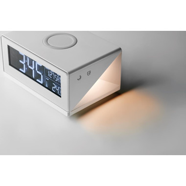 Orologio da tavolo con ricarica wireless colore bianco