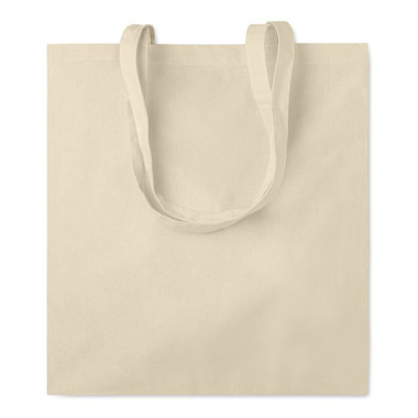 Shopper in cotone naturale con soffietto colore beige