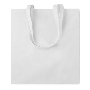 Shopper in cotone colorato con soffietto colore bianco