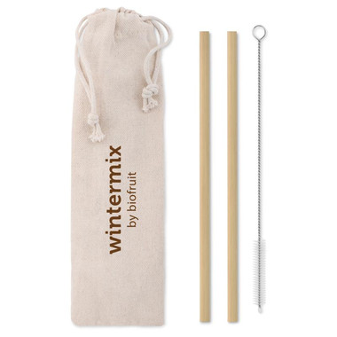 Set due cannucce in bamboo colore beige