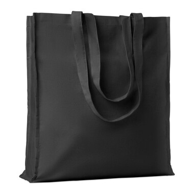 Shopper in cotone colorato con soffietto colore nero MO9596-03