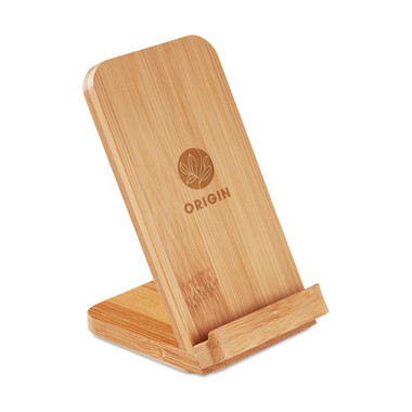 Caricatore wireless e stand in bamboo colore legno