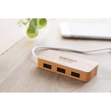 Multi porta USB in bamboo colore legno