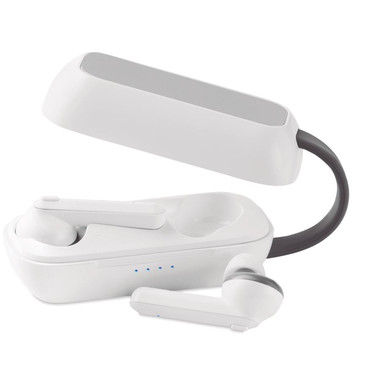 Auricolari e base di carica wireless colore bianco