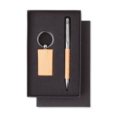 Set penna e portachiavi in legno colore legno MO9775-40