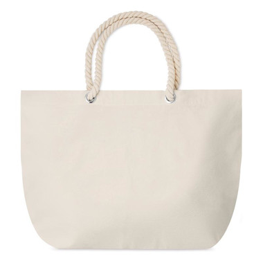 Borsa mare con manici in corda colore beige