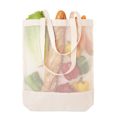Shopper a rete colore beige