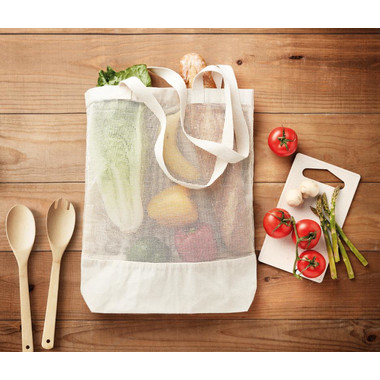 Shopper a rete colore beige