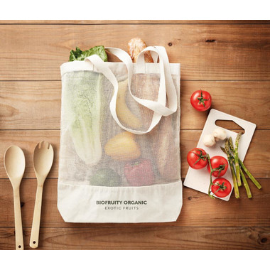 Shopper a rete colore beige