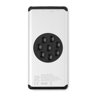 Powerbank 10000 mAh  con ventose colore argento opaco