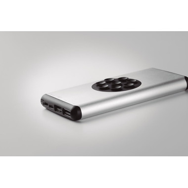 Powerbank 10000 mAh  con ventose colore argento opaco