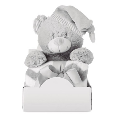 Orsacchiotto con coperta colore grigio