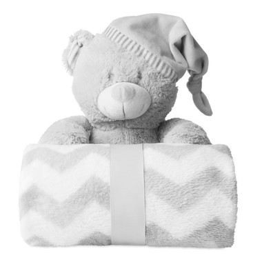 Orsacchiotto con coperta colore grigio