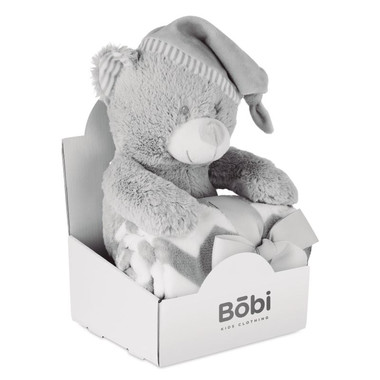 Orsacchiotto con coperta colore grigio