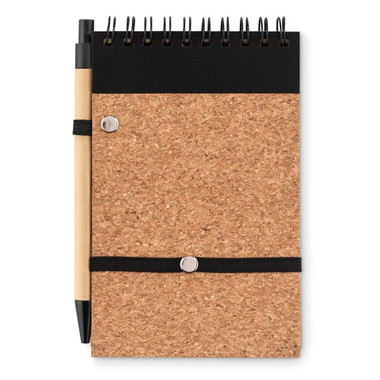 Notebook in sughero A6 con penna colore nero