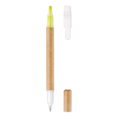Penna con evidenziatore colore giallo