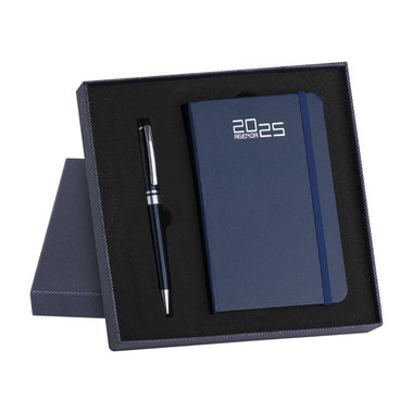 Parure agenda 2025 settimanale notes e penna blu