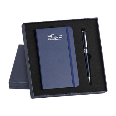 Parure agenda giornaliera 2025 notes e penna blu