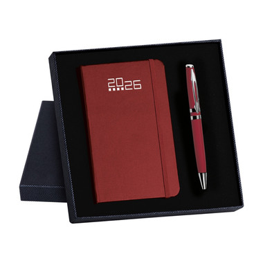 Parure agenda giornaliera 2026 notes e penna bordeaux