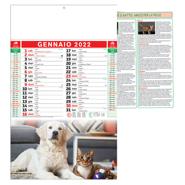 Calendario illustrato cani e gatti 2022 dettaglio