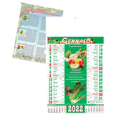 Calendario illustrato Frutta e Verdura 2022 dettaglio
