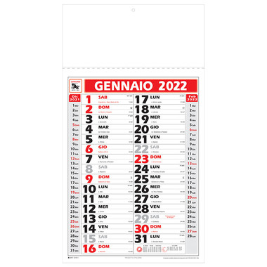 Calendario olandese Maxi 2022 rosso nero