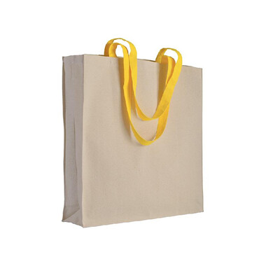 Shopper 220g con manici lunghi colorati colore giallo