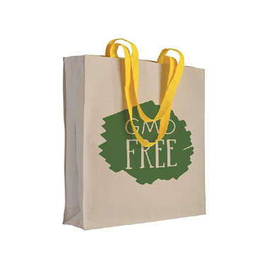 Shopper 220g con manici lunghi colorati colore giallo