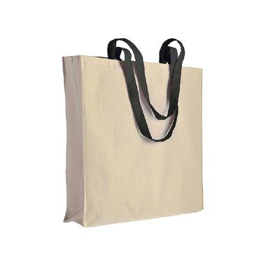 Shopper 220g con manici lunghi colorati colore nero