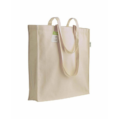 Shopper cotone organico con soffietto 38x42x8cm colore naturale