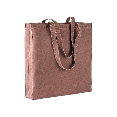 Shopper in cotone stonewashed  colore marrone