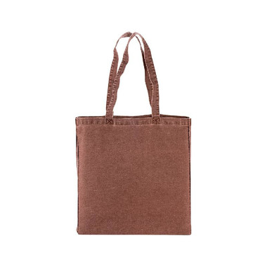 Shopper in cotone stonewashed  colore marrone