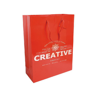Busta regalo colorata con manici abbinati colore rosso